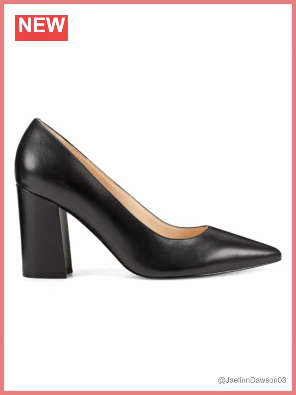 Nine West Cara Women's Leather Pointed Toe Block Heel Pumps Slip On 3.25"